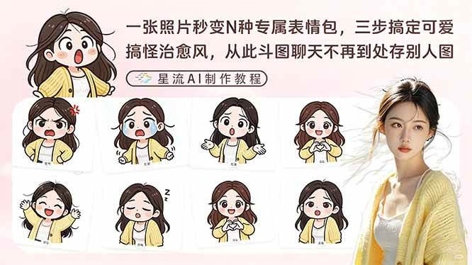 一张照片生成专属表情包、三步搞定可爱搞怪治愈风、斗图聊天告别四处存图