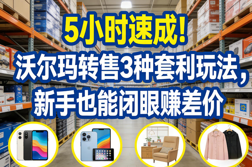 沃尔玛转售套利3种玩法、新手5小时速成攻略、轻松赚取稳定差价