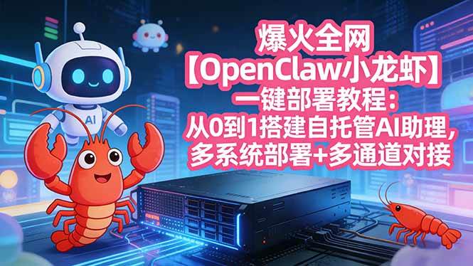 （17612期）爆火全网【OpenClaw 小龙虾】一键部署教程、从0到1搭建自托管AI助理 多系统部署+多通道对接、多系统部署+多通道对接