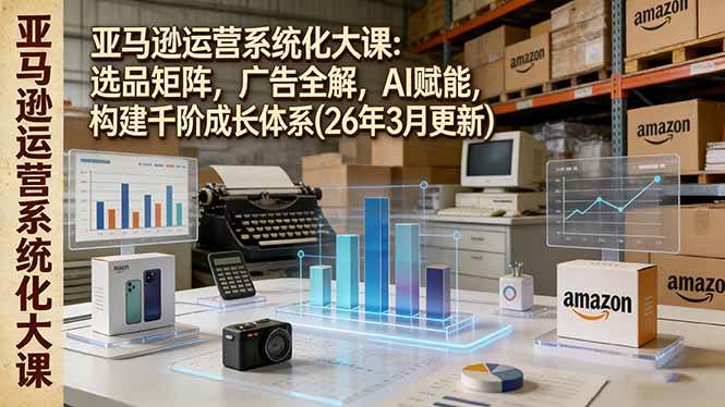 亚马逊运营系统大课、选品广告与AI实战、构建千阶成长体系