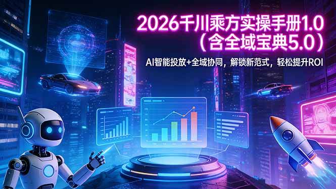 （17625期）2026 千川乘方实操手册 1.0（含全域宝典、5.0）AI 智能投放+全域协同 解锁新范式、解锁新范式 轻松提升ROI
