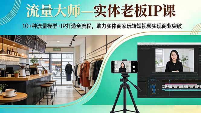 （17638期）流量大师—实体老板IP课、10+种流量模型+IP打造全流程、助力实体商家玩转短视频实现商业突破