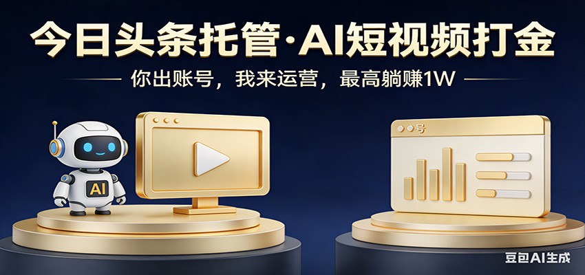 头条AI托管、你出账号我出作品、每天5分钟月入3000小白躺赚