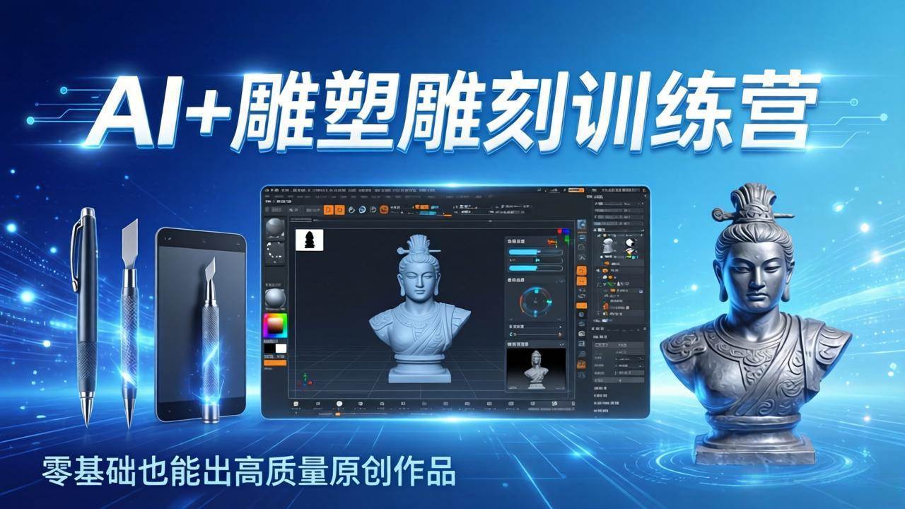 AI创作与模型训练、3D雕刻全流程、零基础速成高质量原创作品