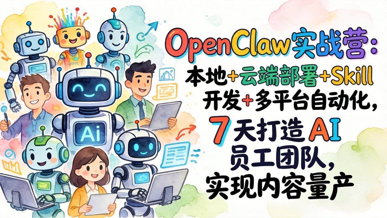 (17626期)OpenClaw实战营:本地+云端部署+Skill开发+多平台自动化,7 天打造 AI 员工团队,实现内容量产 (17626期)OpenClaw实战营:本地+云端部署+Skill开发+多平台自动化,7 天打造 AI 员工团队,实现内容量产