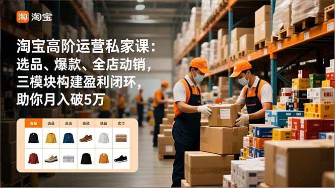 （16865期）淘宝高阶运营私家课：选品、爆款、全店动销，三模块构建盈利闭环，助你月入破5万