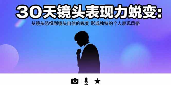 （15522期）30天镜头表现力蜕变：从镜头恐惧到镜头自信的蜕变 形成独特的个人表现风格