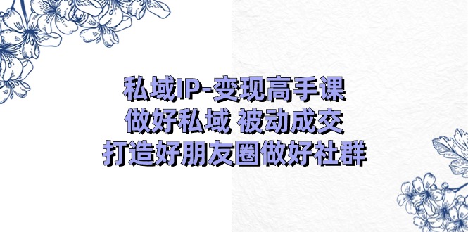 (11209期)私域IP-变现高手课:做好私域 被动成交,打造好朋友圈做好社群(18节) (11209期)私域IP-变现高手课:做好私域 被动成交,打造好朋友圈做好社群(18节)