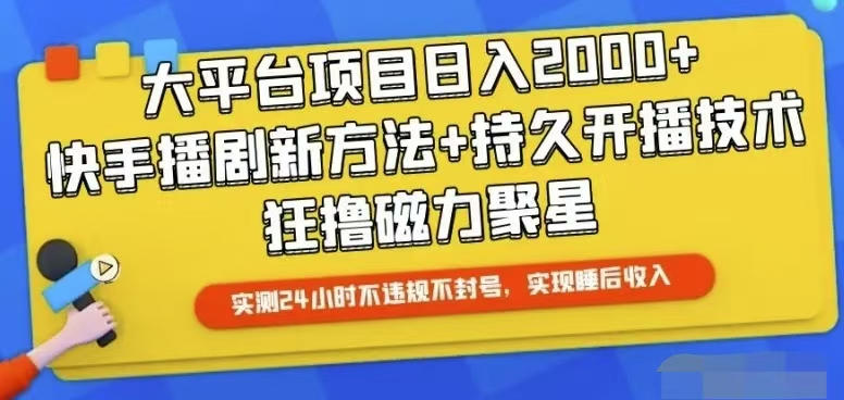 (10694期)快手24小时无人直播,真正实现睡后收益