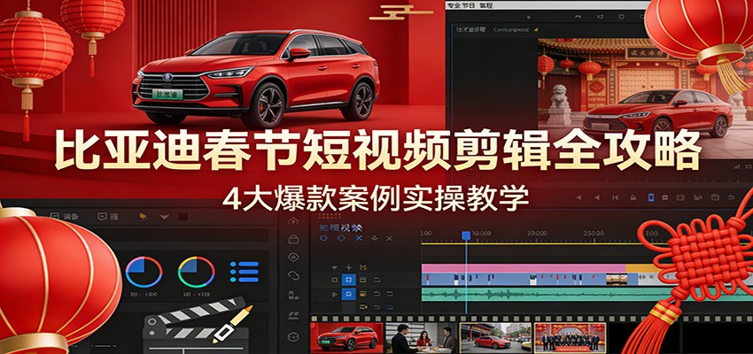 比亚迪春节短视频剪辑全攻略,4大爆款案例实操教学