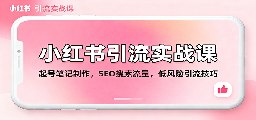 小红书引流实战课:起号笔记制作,SEO搜索流量,低风险引流技巧