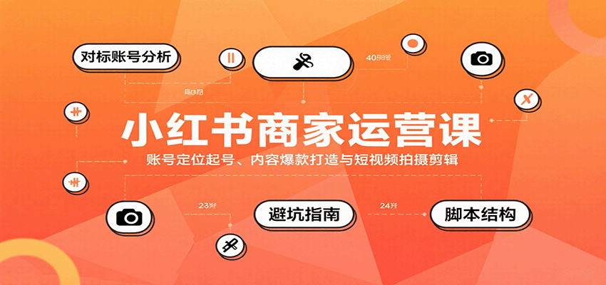 小红书商家运营课，账号定位起号、内容爆款打造与短视频拍摄剪辑