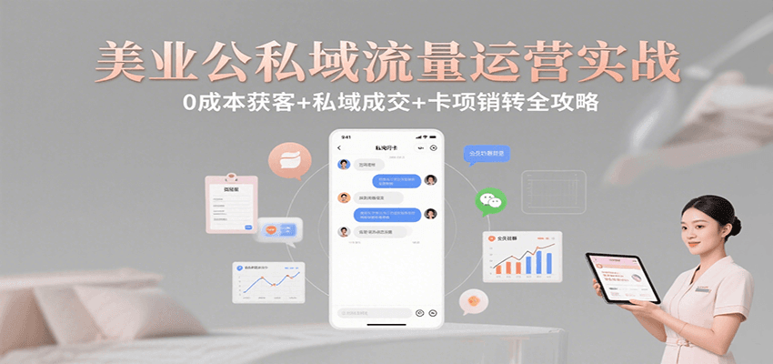 美业公私域流量运营实战:0成本获客+私域成交+卡项销转全攻略