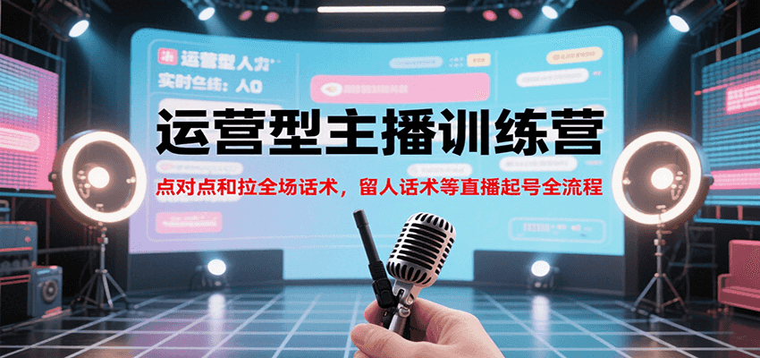 运营型主播训练营,点对点和拉全场话术,留人话术等直播起号全流程(更新7月)