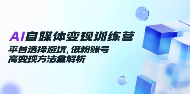 AI自媒体变现训练营,平台选择避坑,低粉账号高变现方法全解析