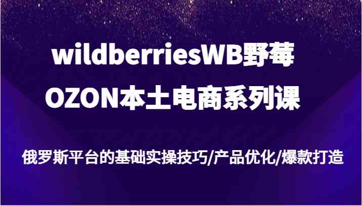 wildberriesWB野莓/OZON本土电商系列课,俄罗斯平台的基础实操技巧/产品优化/爆款打造