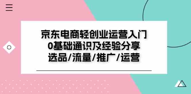 京东电商轻创业运营入门0基础通识及经验分享：选品/流量/推广/运营