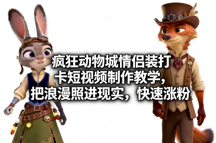 疯狂动物城情侣装打卡短视频制作教学,把浪漫照进现实,快速涨粉 疯狂动物城情侣装打卡短视频制作教学,把浪漫照进现实,快速涨粉