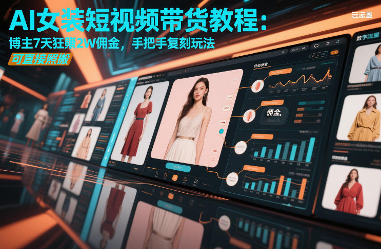 AI女装短视频带货教程：博主7天狂賺2W佣金，手把手复刻玩法，可直接照搬