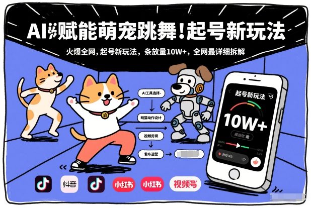 AI赋能萌宠跳舞,火爆全网,起号新玩法,条条播放量10W+,全网最详细拆解 AI赋能萌宠跳舞,火爆全网,起号新玩法,条条播放量10W+,全网最详细拆解