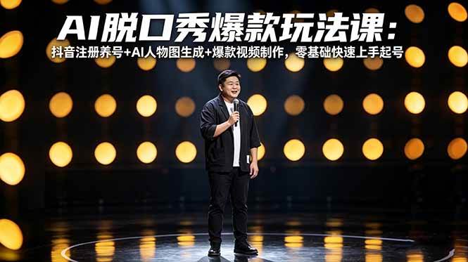 (18012期)AI脱口秀爆款玩法课:抖音注册养号+AI人物图生成+爆款视频制作,零基础快速上手起号