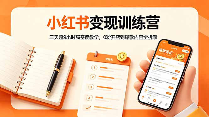 小红书变现训练营，三天九小时，高密度教学全拆解