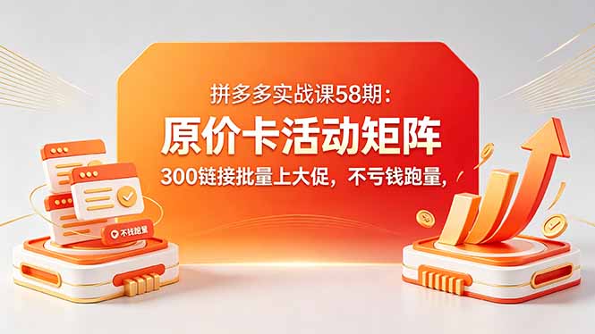拼多多实战课，原价卡活动矩阵，三百链接批量上大促