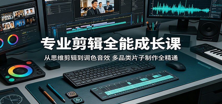 专业剪辑全能课，思维调色音效，多品类制作精通