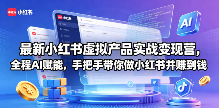AI赋能小红书实战，虚拟产品变现营，手把手带你成功