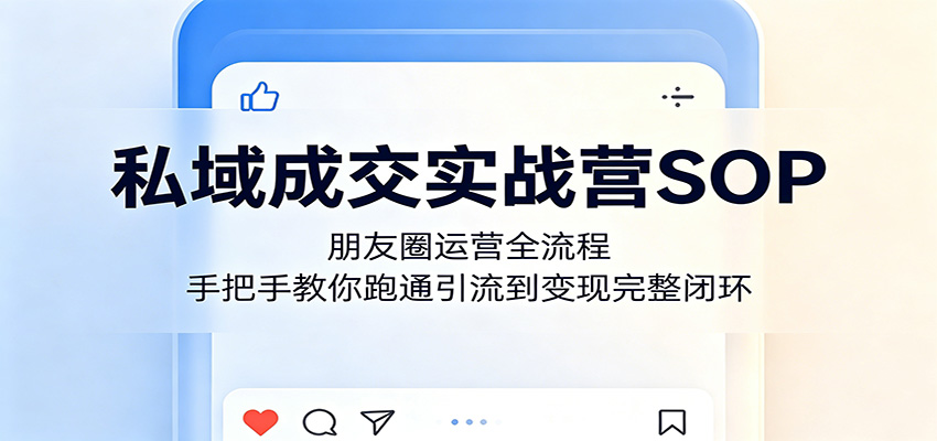 私域成交实战营，朋友圈运营全流程，手把手带你跑通闭环