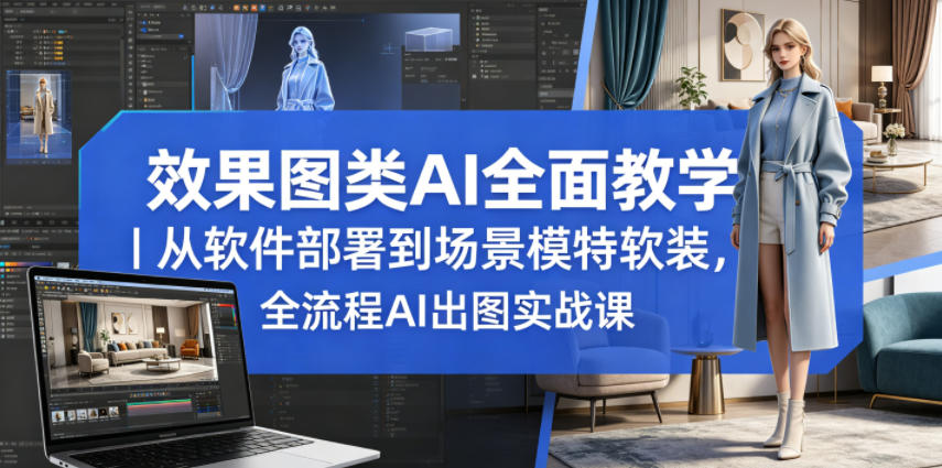 效果图AI全流程教学，从部署到实战，覆盖场景模特软装
