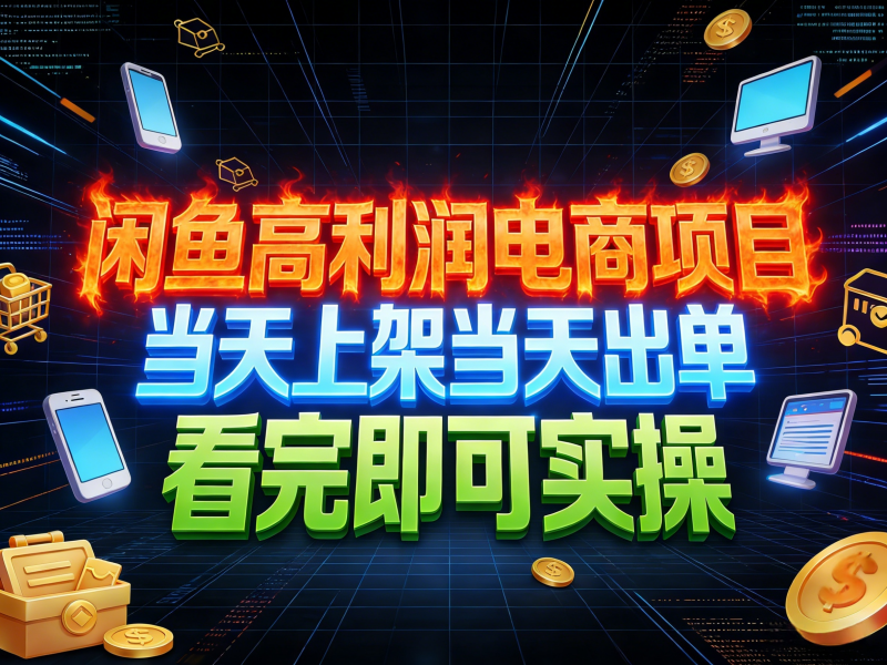 闲鱼高利润电商项目,当天上架当天出单,看完即可实操