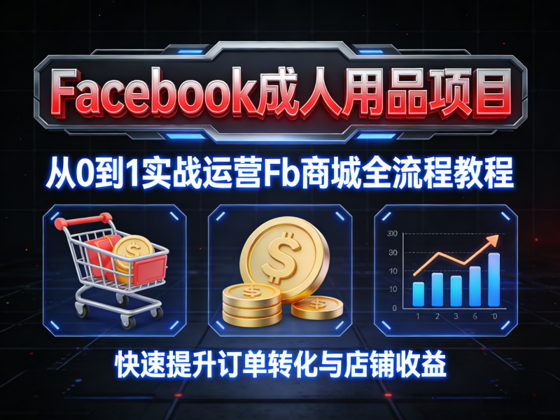 Facebook成人用品项目,从0到1实战运营Fb商城全流程教程,快速提升订单转化与店铺收益
