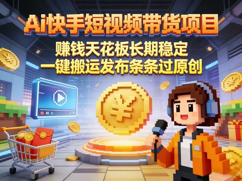 （16460期）Ai快手短视频带货项目，赚钱天花板长期稳定，一键搬运发布条条过原创