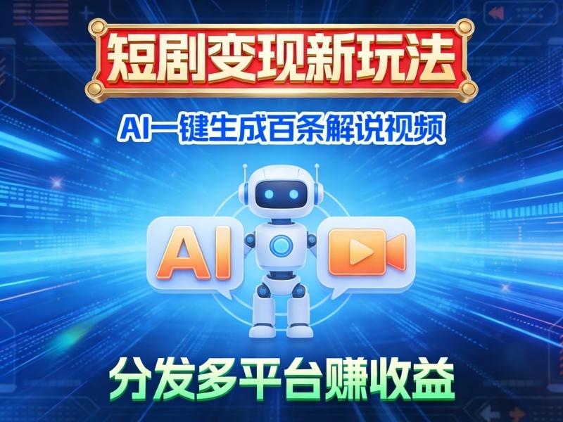 （16450期）短剧变现新玩法，AI一键生成百条解说视频，分发多平台赚收益