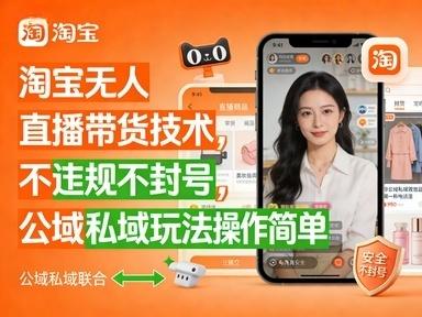 淘宝无人直播带货技术，不违规不封号，公域私域玩法操作简单