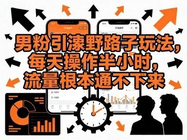 <span style='color:#0022ff'>（3期）男粉引流野路子玩法，每天操作半个小时，流量根本停不下来</span>