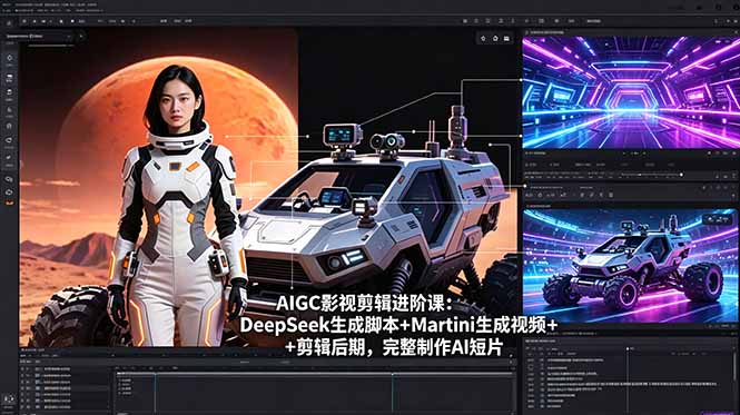 <span style='color:#078a00'>AIGC影视剪辑进阶课：DeepSeek生成脚本+Martini生成视频+剪辑后期，完整制作AI短片</span>