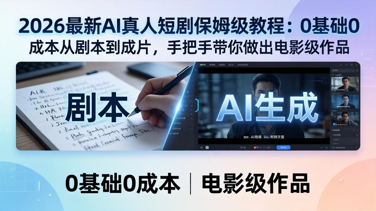 <span style='color:#a100e0'>2026最新AI真人短剧保姆级教程:0基础0成本</span>