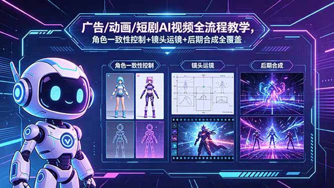 <span style='color:#bd7800'>广告/动画/短剧AI视频全流程教学，角色一致性控制+镜头运镜+后期合成全覆盖</span>