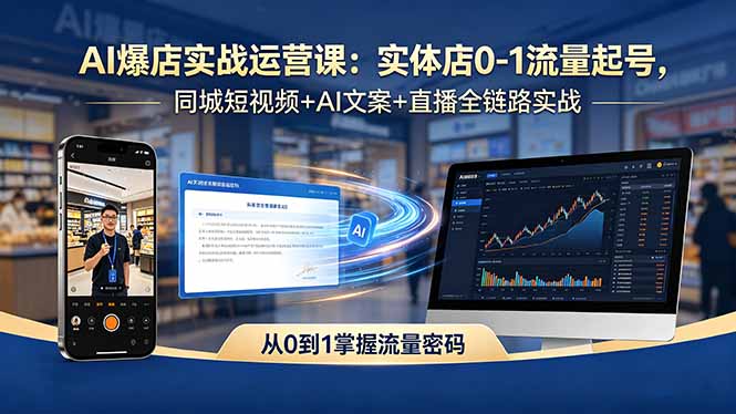 <span style='color:#bd7800'>AI爆店实战运营课：实体店0-1流量起号，同城短视频+AI文案+直播全链路实战</span>