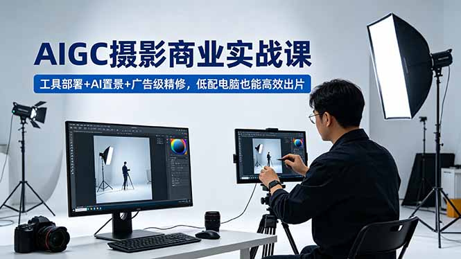 <span style='color:#078a00'>AIGC 摄影商业实战课，工具部署+AI置景+广告级精修，低配电脑也能高效出片</span>