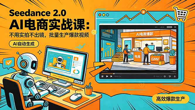 <span style='color:#001aff'>Seedance 2.0 AI电商实战课：不用实拍不出镜，批量生产爆款视频打爆</span>