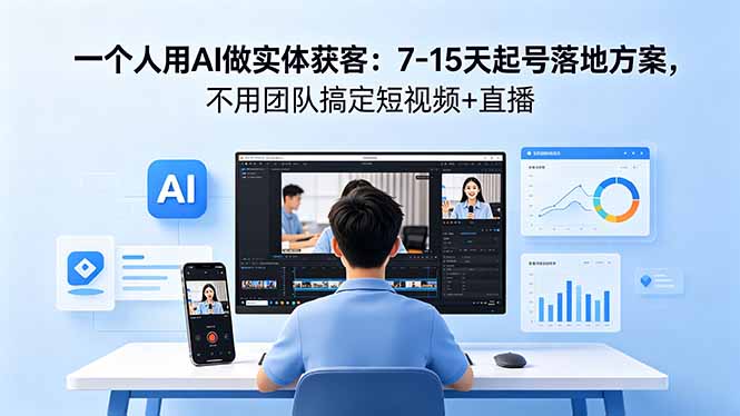 <span style='color:#001aff'>一个人用AI做实体获客：7-15天起号落地方案，不用团队搞定短视频+直播</span>