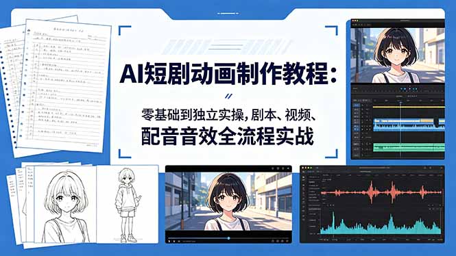 <span style='color:#a100e0'>AI短剧动画制作教程:零基础到独立实操,剧本、视频、配音音效全流程实战</span>