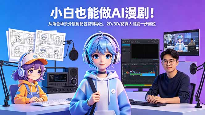 <span style='color:#001aff'>小白也能做AI漫剧!从角色场景分镜到配音剪辑导出,2D/3D/仿真人漫剧一步到位</span>