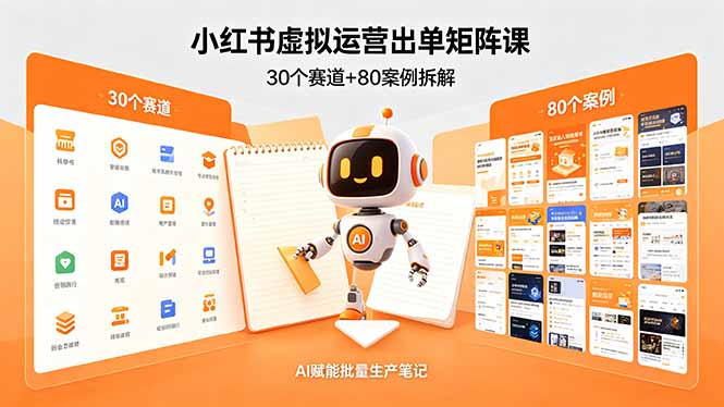 <span style='color:#a100e0'>小红书虚拟运营出单矩阵课:30个赛道+80案例拆解,AI赋能批量生产笔记</span>