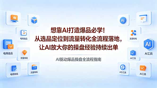 <span style='color:#001aff'>想靠AI打造爆品必学!从选品定位到流量转化全流程落地,让AI放大你的操盘经验持续出单</span>