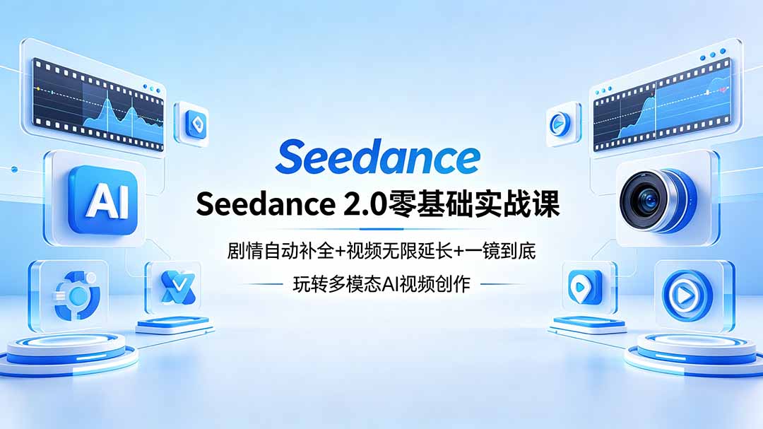 <span style='color:#ff0000'>Seedance 2.0零基础实战课:剧情自动补全+视频无限延长+一镜到底:玩转多模态AI视频创作</span>