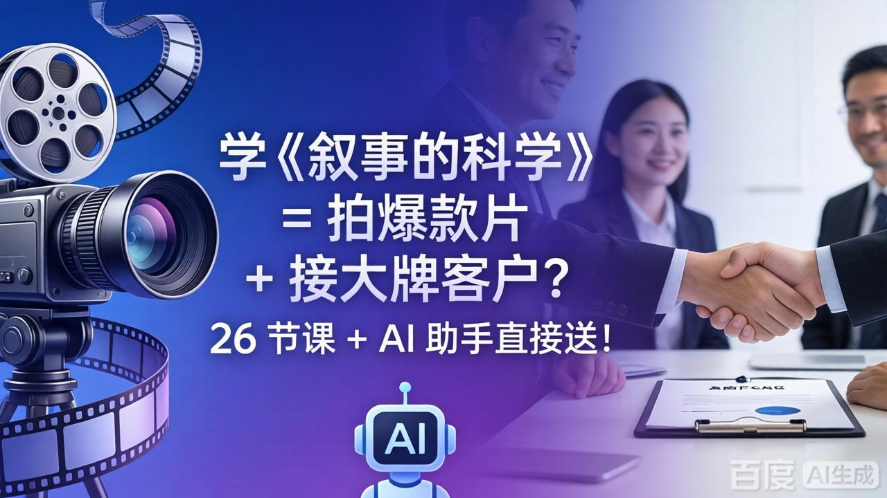 <span style='color:#078a00'>学《叙事的科学》= 拍爆款片 + 接大牌客户？26 节课 + AI 助手直接送</span>